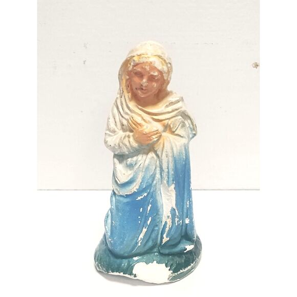Lot of 2 Vintage Nativity Figurines 4" Scale Chalkware Mary & Wise Man MCM - Picture 10 of 16